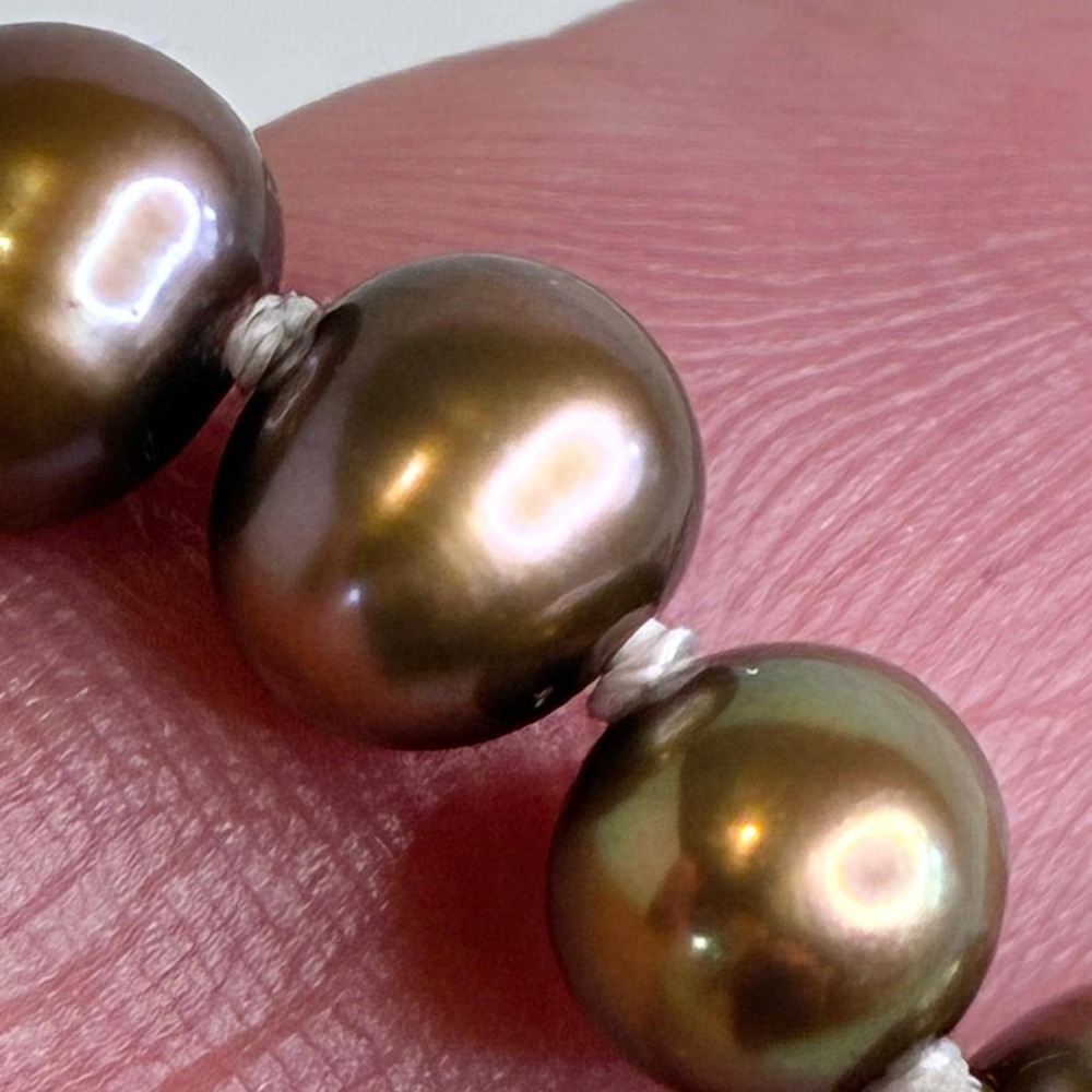 Vintage Pearl Necklace Bracelet Set Chocolate Brown Sterling Silver Ross Simmons